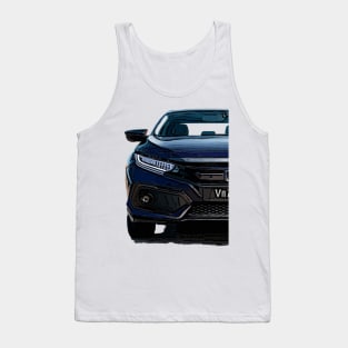 Dynamic Ignition: Honda Civic Blue Fiery Half Body Posterize Car Design Tank Top